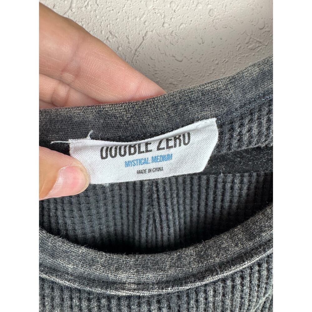 Double Zero Charcoal Waffle top Womens Oversized size Medium - Picture 4 of 7